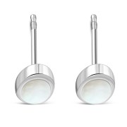 6pairs, Mother of Pearl Oval Silver Stud Earrings, e345